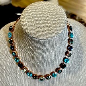 Mariana Rose gold necklace with blue colored stones